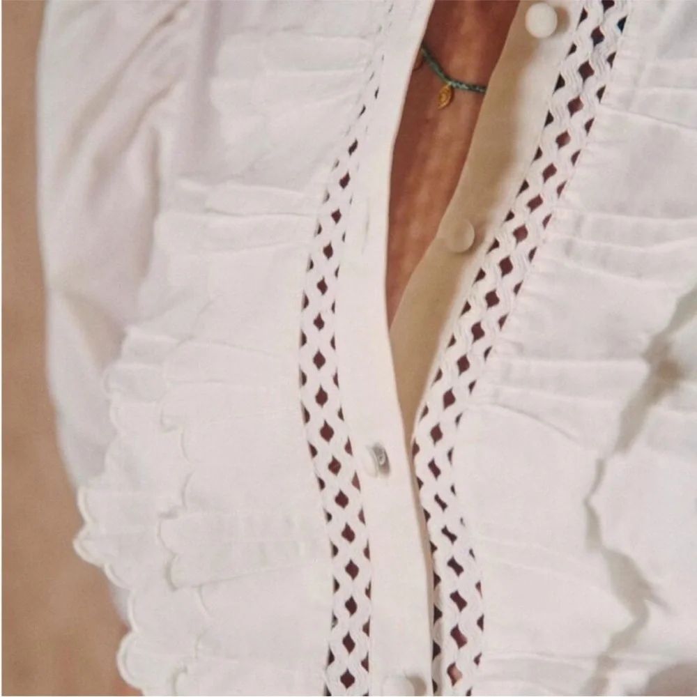 Sezane Waves Blouse in Ecru 36/4 - Picture 4 of 12